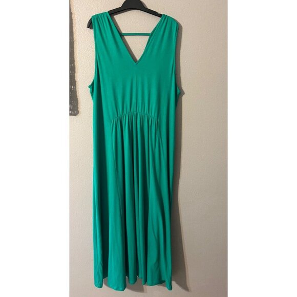 Soft Surroundings Maxi Dress Green 1X Cotton Modal Sleeveless Washable NEW - Picture 5 of 7